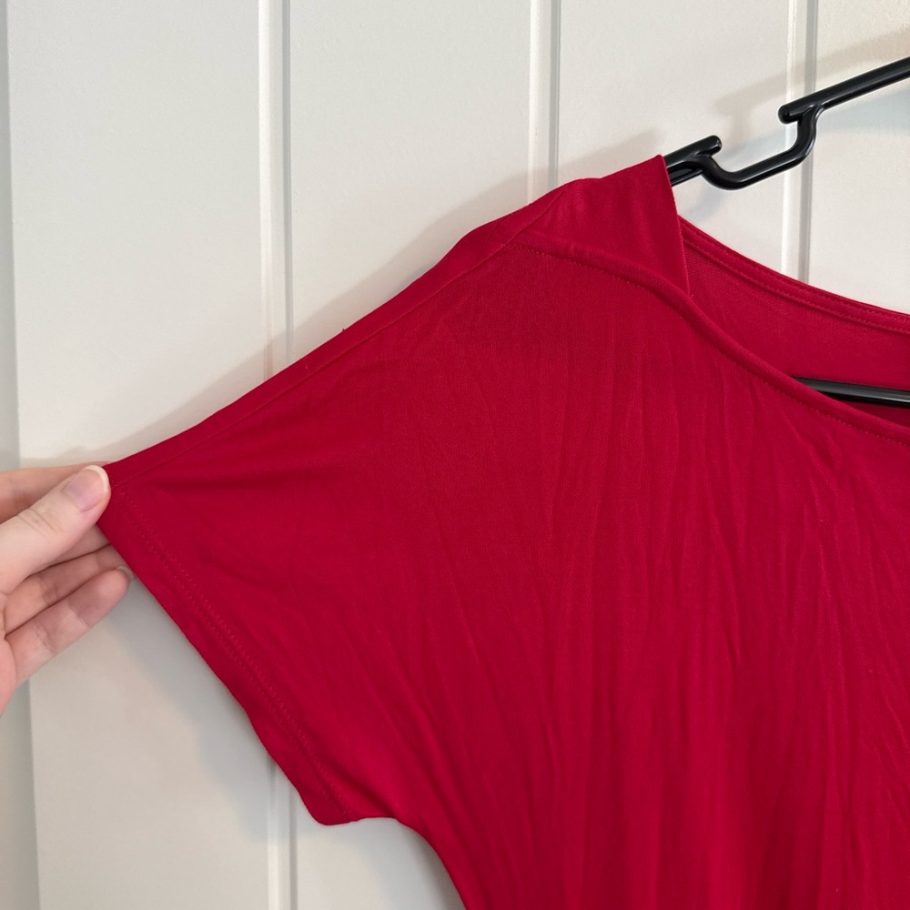 BCBGMAXAZRIA Women’s Red Ruched Bodycon Dress - Picture 4 of 8